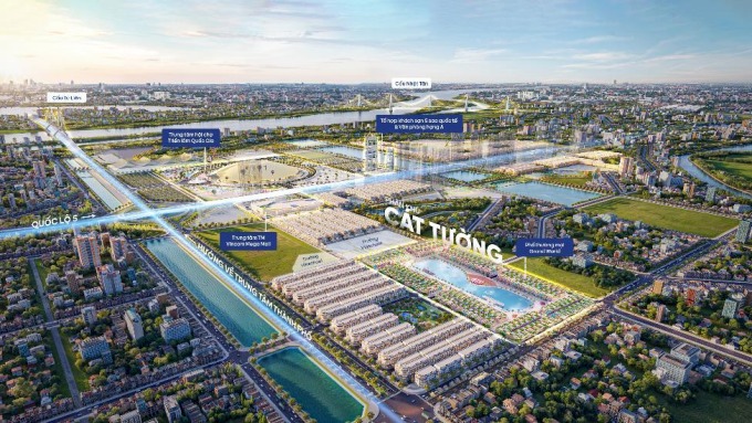 Vincom Mega Mall và khu phố thương mại Grand World thuộc phân khu Cát Tường, Vinhomes Global Gate. Ảnh: Vinhomes